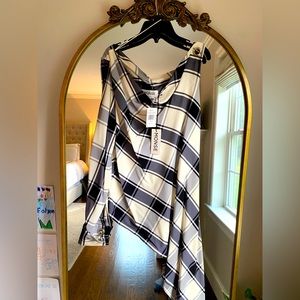MONSE Plaid One Sleeve Georgette Blouse